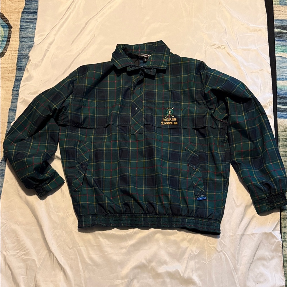 Saint Andrews Links Tartan Rain Jacket Made in Scotland Size L - Picture 2 of 10